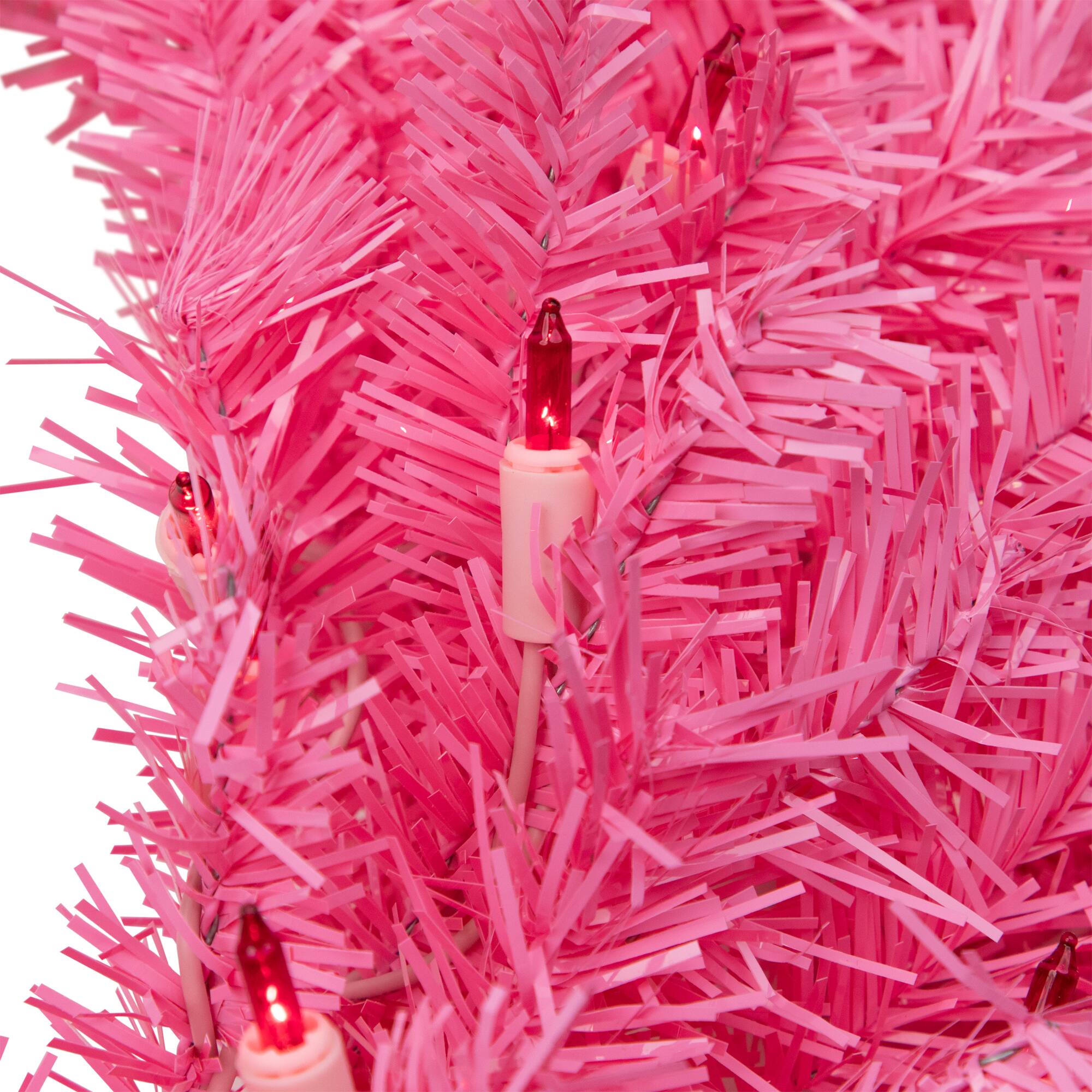 3ft. Pre-Lit Pink Spruce Christmas Wreath, Pink Lights